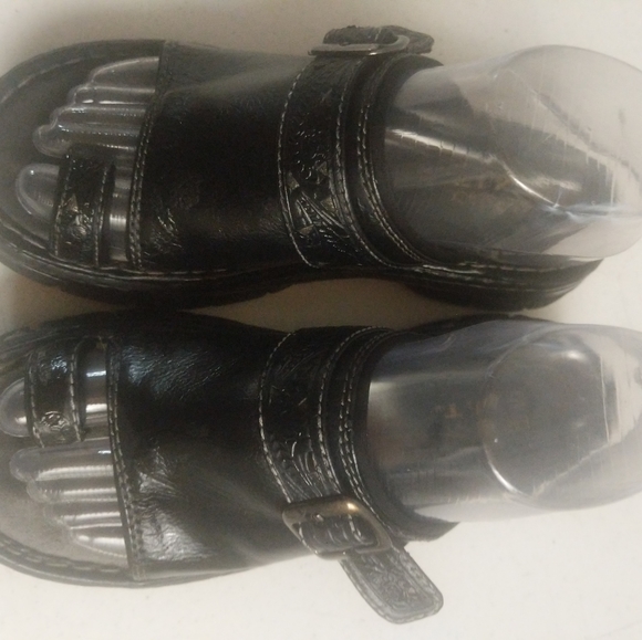 Emergency Exit Platform Slides Vegan Faux Leather Toe Thong Womens Black Sizes 7 - Picture 6 of 15